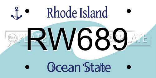 RW689 Rhode Island License Plate