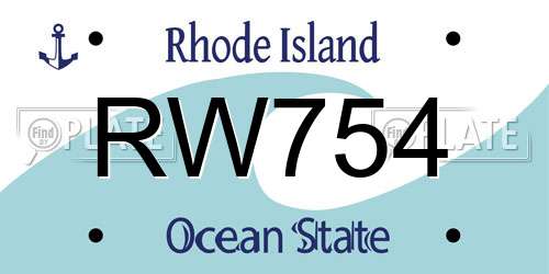 RW754 Rhode Island License Plate