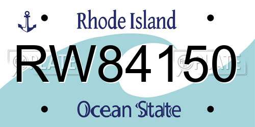 RW84150 Rhode Island License Plate