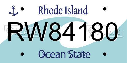 RW84180 Rhode Island License Plate