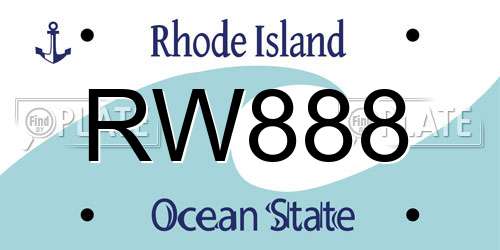 RW888 Rhode Island License Plate