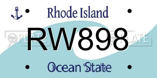 RW898 Rhode Island License Plate