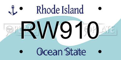 RW910 Rhode Island License Plate