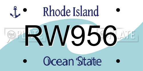 RW956 Rhode Island License Plate