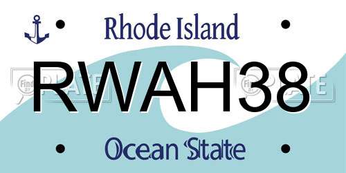 RWAH38 Rhode Island License Plate