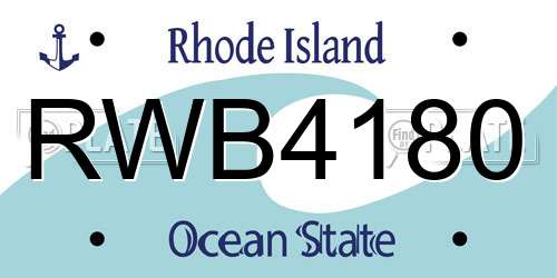 RWB4180 Rhode Island License Plate