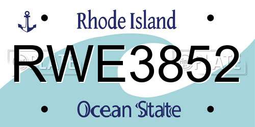 RWE3852 Rhode Island License Plate