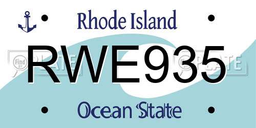 RWE935 Rhode Island License Plate
