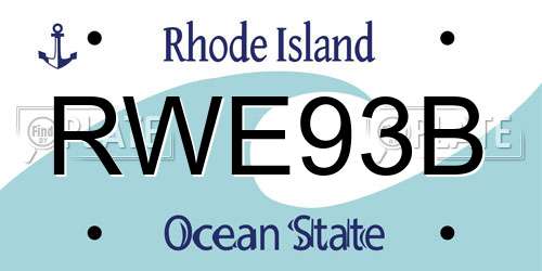 RWE93B Rhode Island License Plate