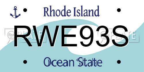 RWE93S Rhode Island License Plate