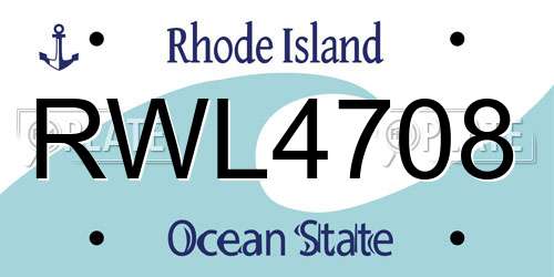 RWL4708 Rhode Island License Plate