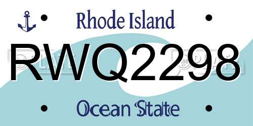 RWQ2298 Rhode Island License Plate