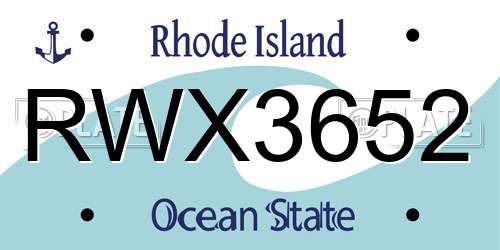 RWX3652 Rhode Island License Plate