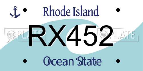 RX452 Rhode Island License Plate