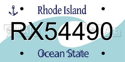 RX54490 Rhode Island License Plate