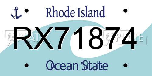 RX71874 Rhode Island License Plate