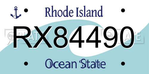 RX84490 Rhode Island License Plate