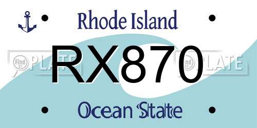 RX870 Rhode Island License Plate