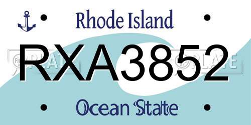RXA3852 Rhode Island License Plate