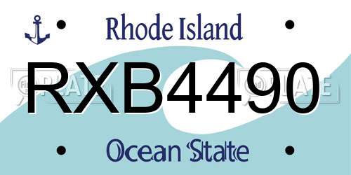 RXB4490 Rhode Island License Plate