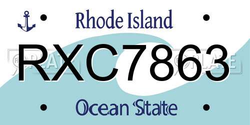 RXC7863 Rhode Island License Plate