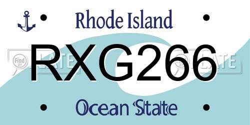 RXG266 Rhode Island License Plate