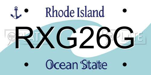 RXG26G Rhode Island License Plate