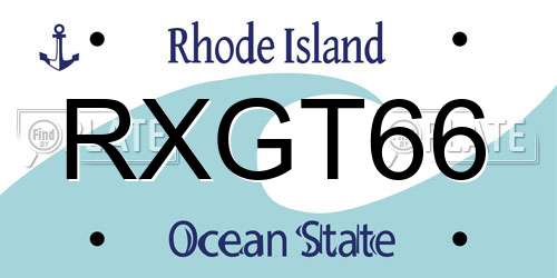 RXGT66 Rhode Island License Plate