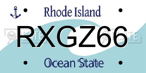 RXGZ66 Rhode Island License Plate