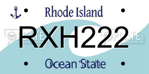 RXH222 Rhode Island License Plate