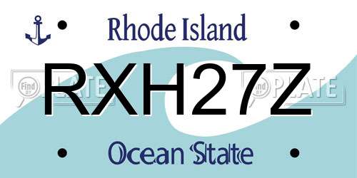 RXH27Z Rhode Island License Plate