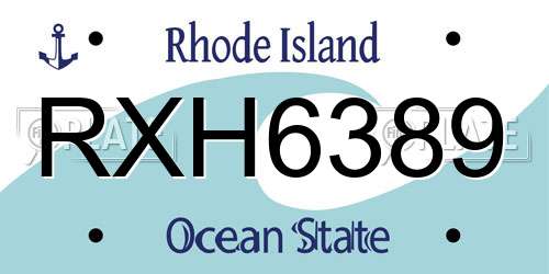 RXH6389 Rhode Island License Plate