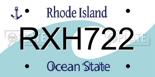 RXH722 Rhode Island License Plate