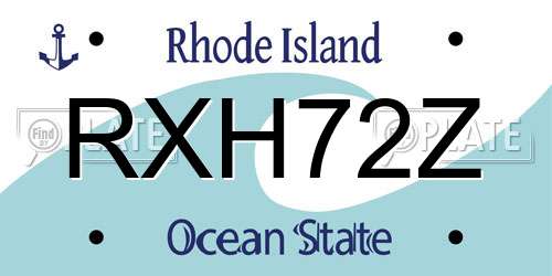 RXH72Z Rhode Island License Plate