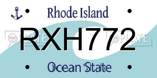 RXH772 Rhode Island License Plate