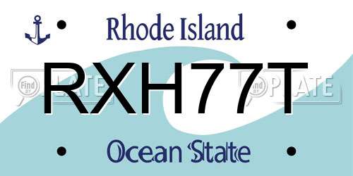 RXH77T Rhode Island License Plate