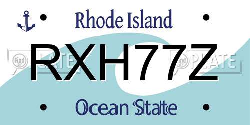 RXH77Z Rhode Island License Plate