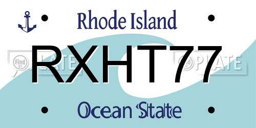 RXHT77 Rhode Island License Plate