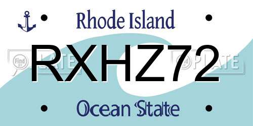 RXHZ72 Rhode Island License Plate