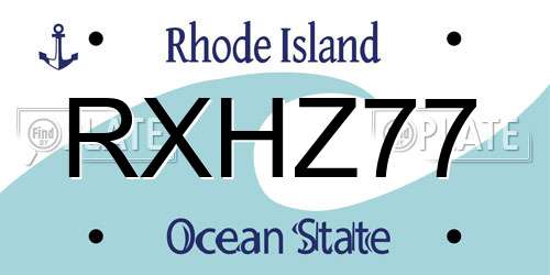 RXHZ77 Rhode Island License Plate