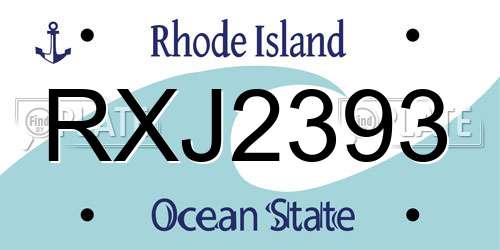 RXJ2393 Rhode Island License Plate