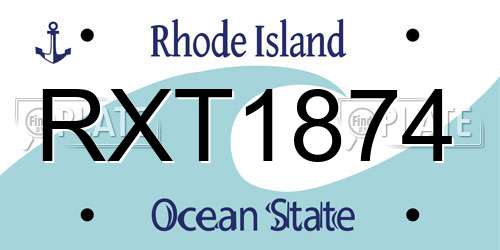 RXT1874 Rhode Island License Plate