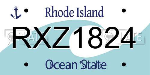 RXZ1824 Rhode Island License Plate