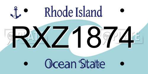 RXZ1874 Rhode Island License Plate