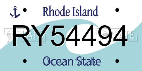 RY54494 Rhode Island License Plate