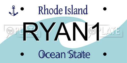 RYAN1 Rhode Island License Plate