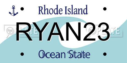 RYAN23 Rhode Island License Plate