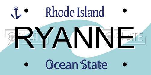 RYANNE Rhode Island License Plate