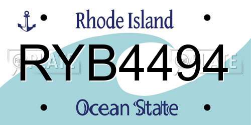 RYB4494 Rhode Island License Plate