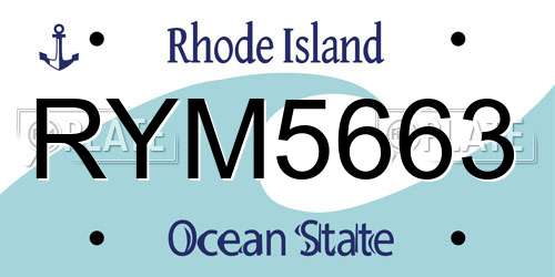 RYM5663 Rhode Island License Plate